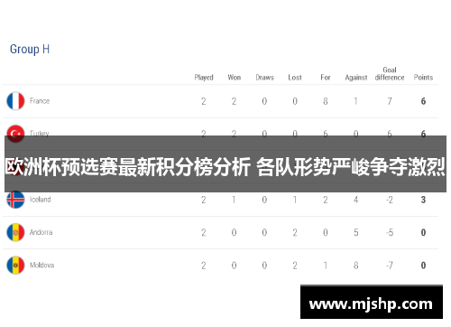 欧洲杯预选赛最新积分榜分析 各队形势严峻争夺激烈